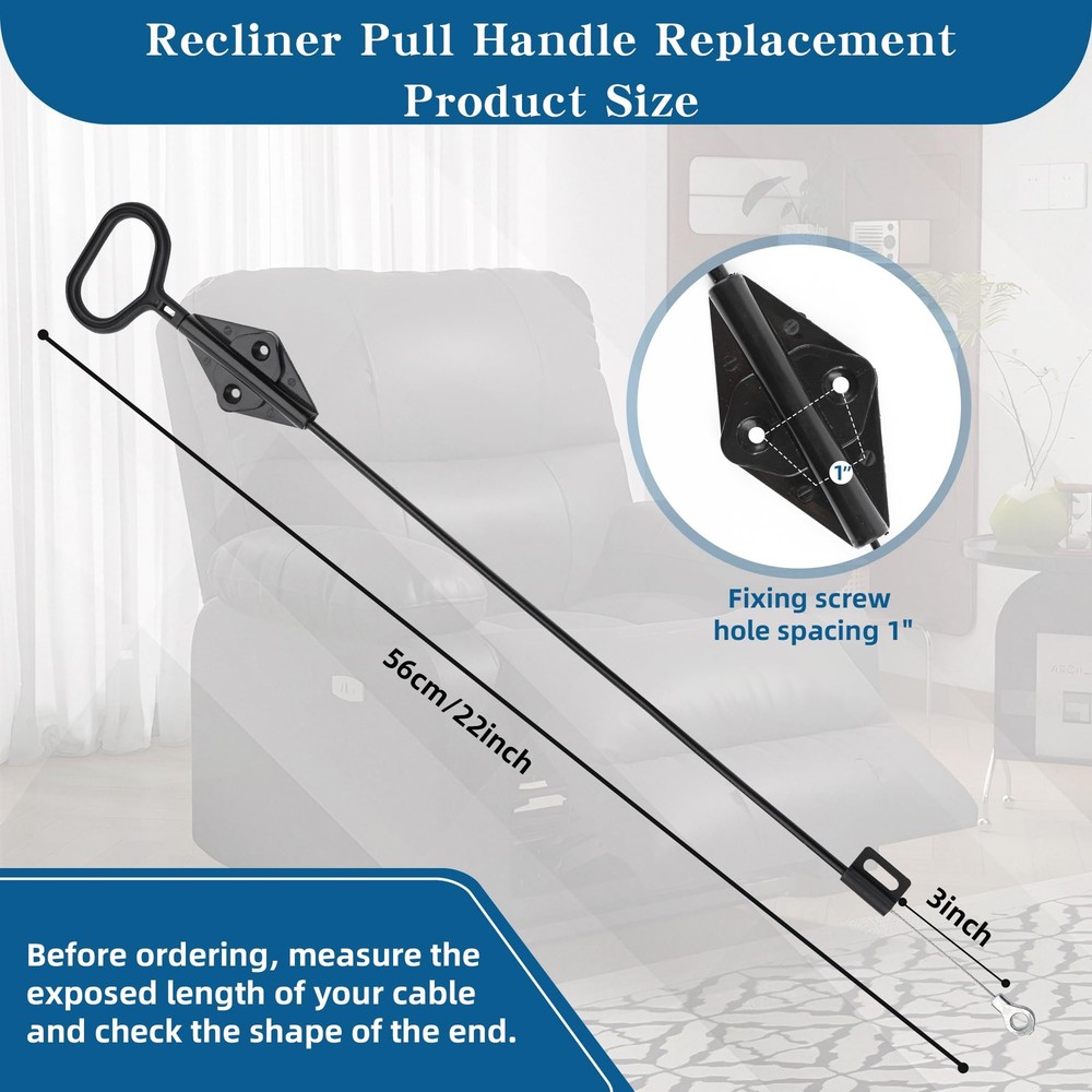 Recliner Pull Handle Replacement D-Ring Release Cable for Lazy Boy Sofas - 22...