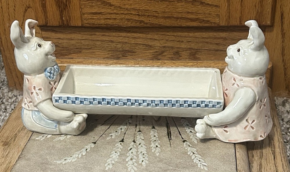 Fitz and Floyd Bunny Spring Cracker Cradle Dish Easter Spring