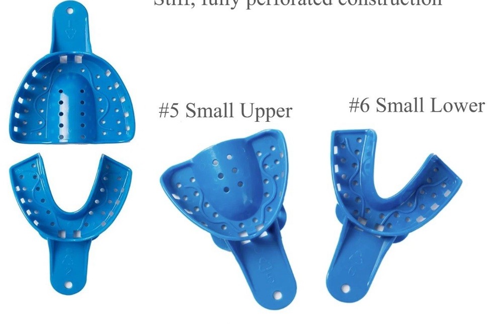 24pc Dental Impression Trays Plastic Perforated Denture, Upper and Lower, Small
