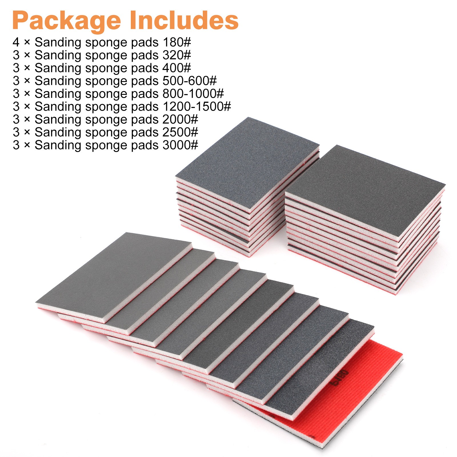 28pcs Sanding Sponge 180-3000 Grit Sandpaper Block Wet Dry Pads for Model Wood