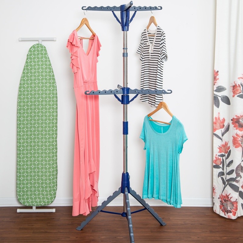 Collapsible Tripod Drying Rack Portable Space Saving 2-Tier Clothes Hanger New