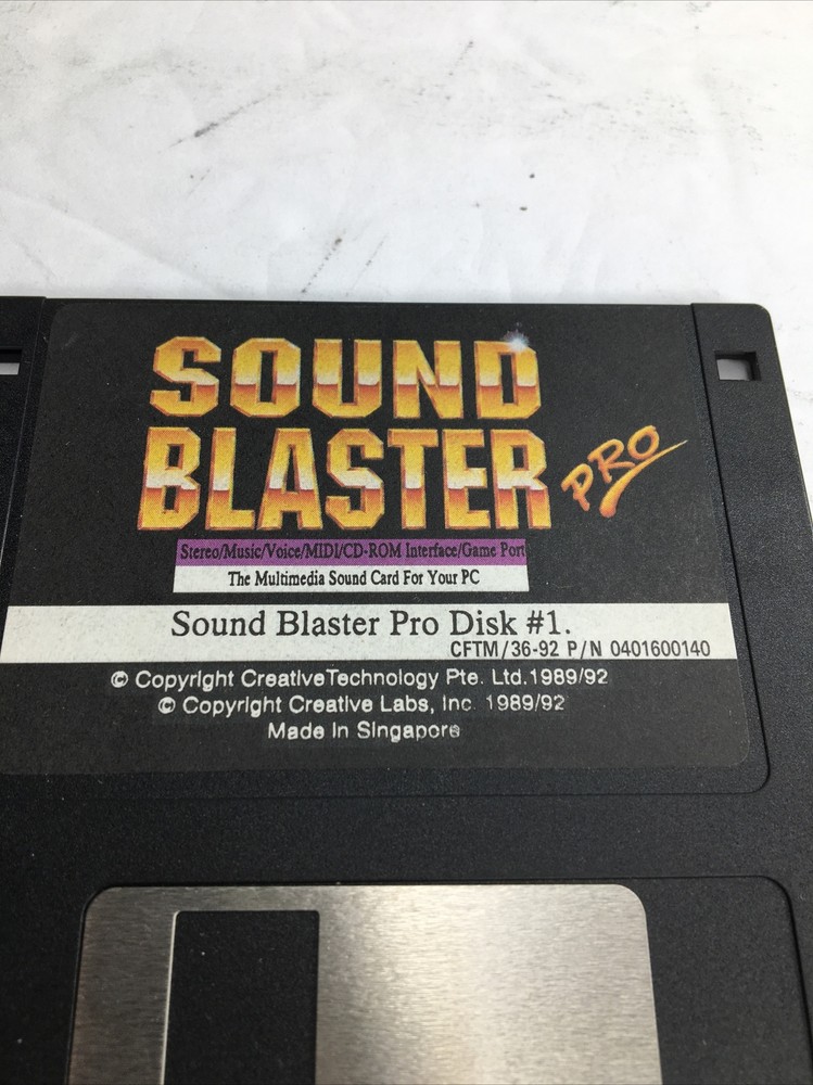 Sound Blaster Pro Disk 1- 3.5" floppy disk 1989/92 Creative Labs Tech Rare!
