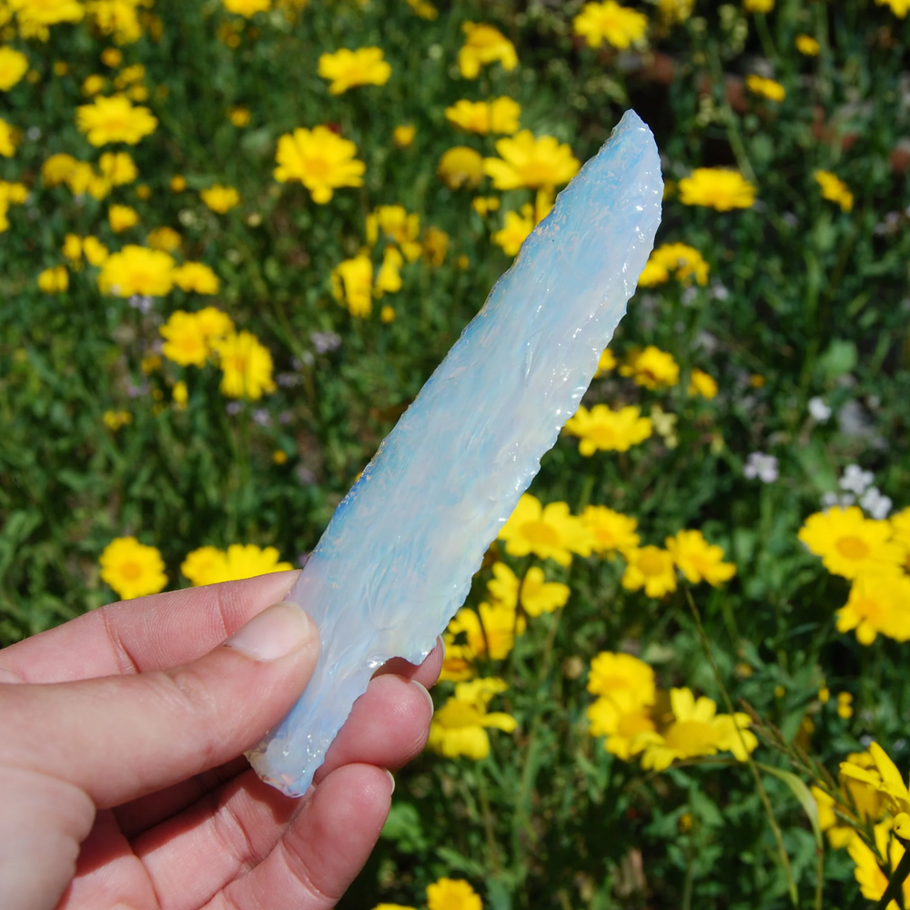 Hand Knapped Opalite Crystal Knife Blades 5.5"