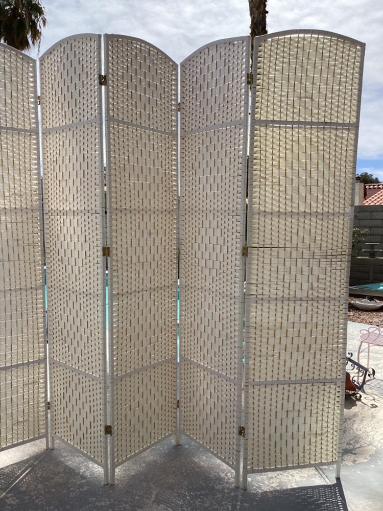 Wicker Room Divider 6 Panel White 83"X117"