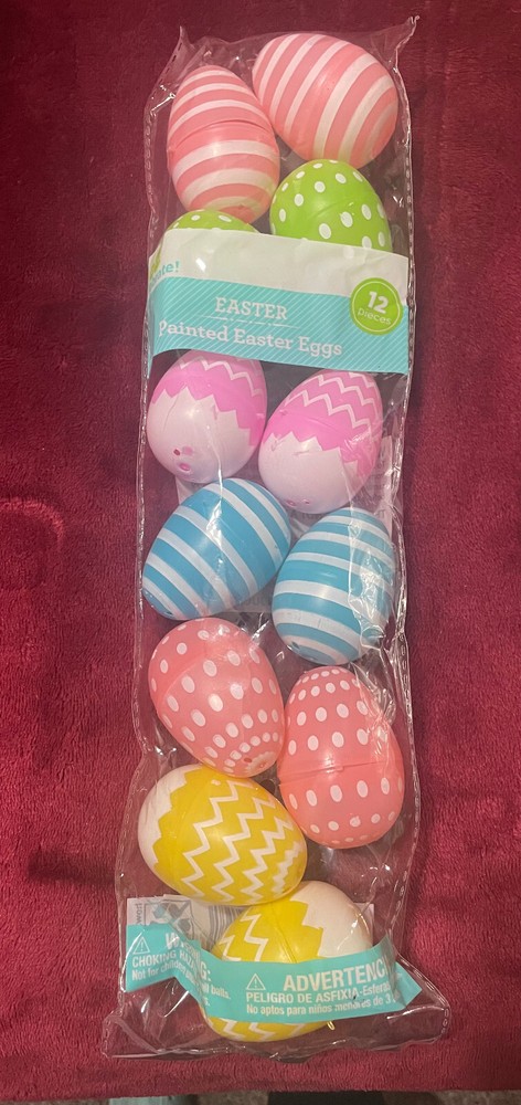 *WAY TO CELEBRATE*  12  PLASTIC ASSORTED  DESIGN 2 INCH FILLABLE  EASTER   EGGS*