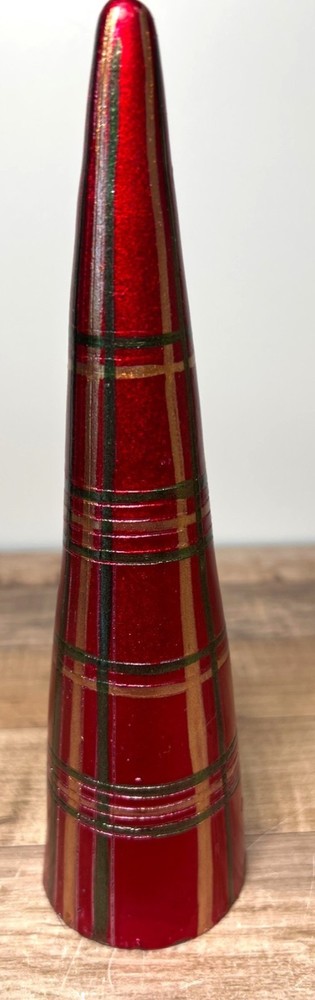Red Plaid Decorative Candle Nicks On Bottom Edge