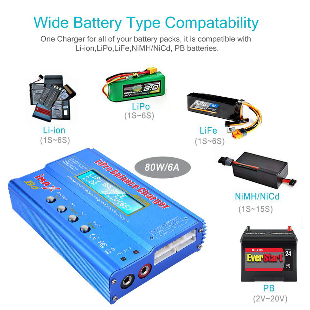 B6 LiPo Smart Battery Balance Charger Discharger iMAX 80W For RC NiMH LiFe NiCd