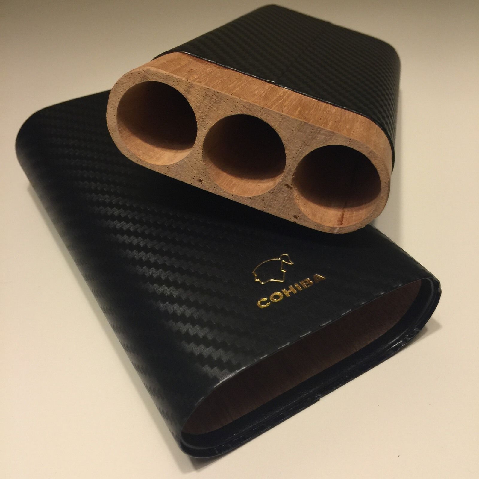 Cedar Woodline 3 Ct Cigar Traval Case Holder With Dust Bag