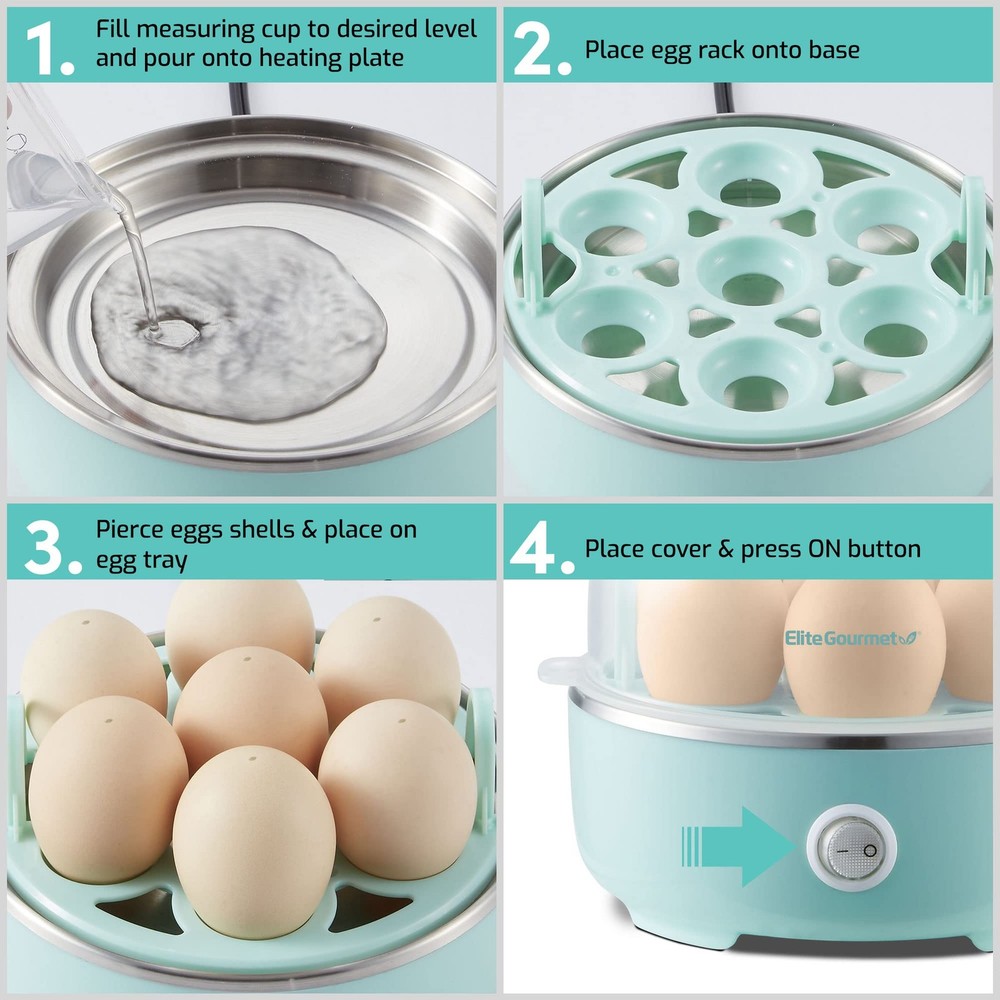 EGC115M Easy Egg Cooker Electric 7Egg Capacity, Soft, Medium, HardBoiled Egg ...