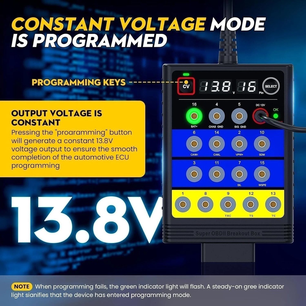 OBD2 Breakout Box TPMS Sensor Programming Power Supply CODING 14V Voltage