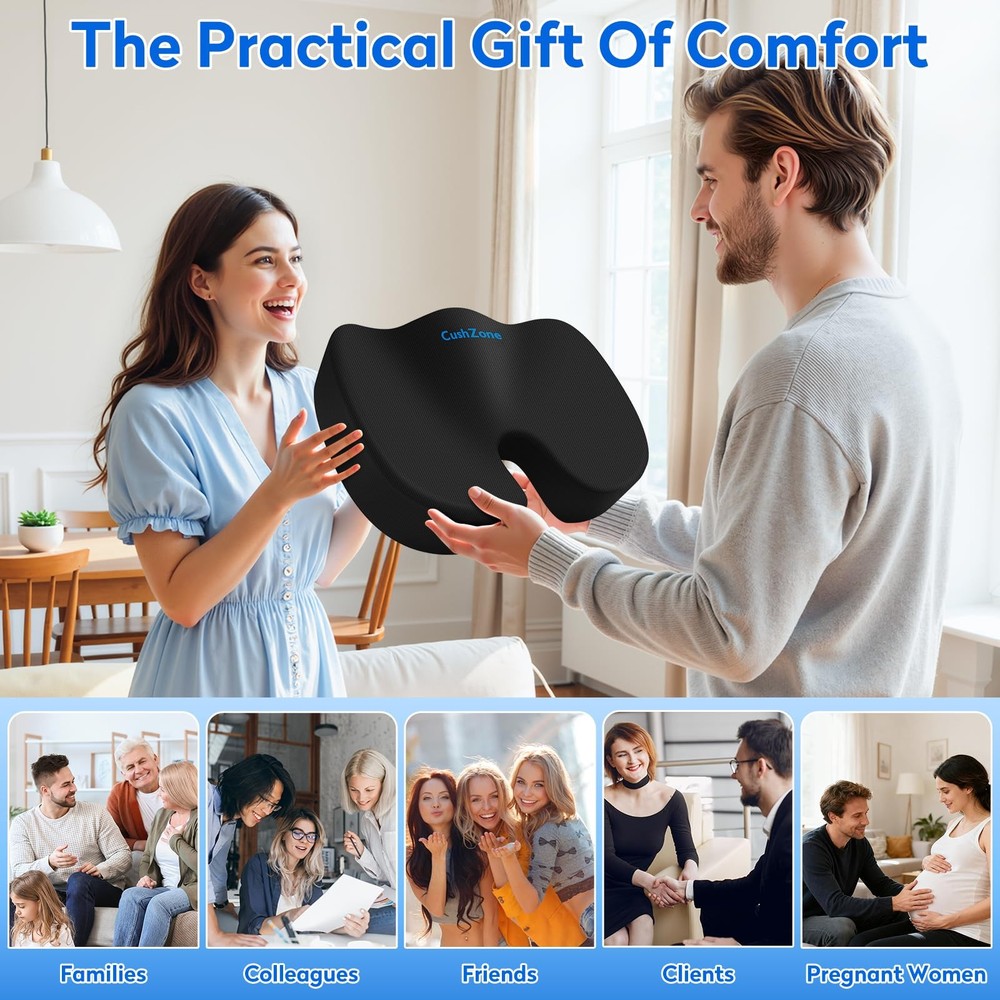 Seat Cushion - Memory Foam Office Chair Cushion for Sciatica, Tailbone & Back...