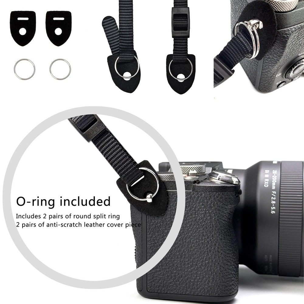 CHMETE Camera Neck Strap Leather Black 143cm,
