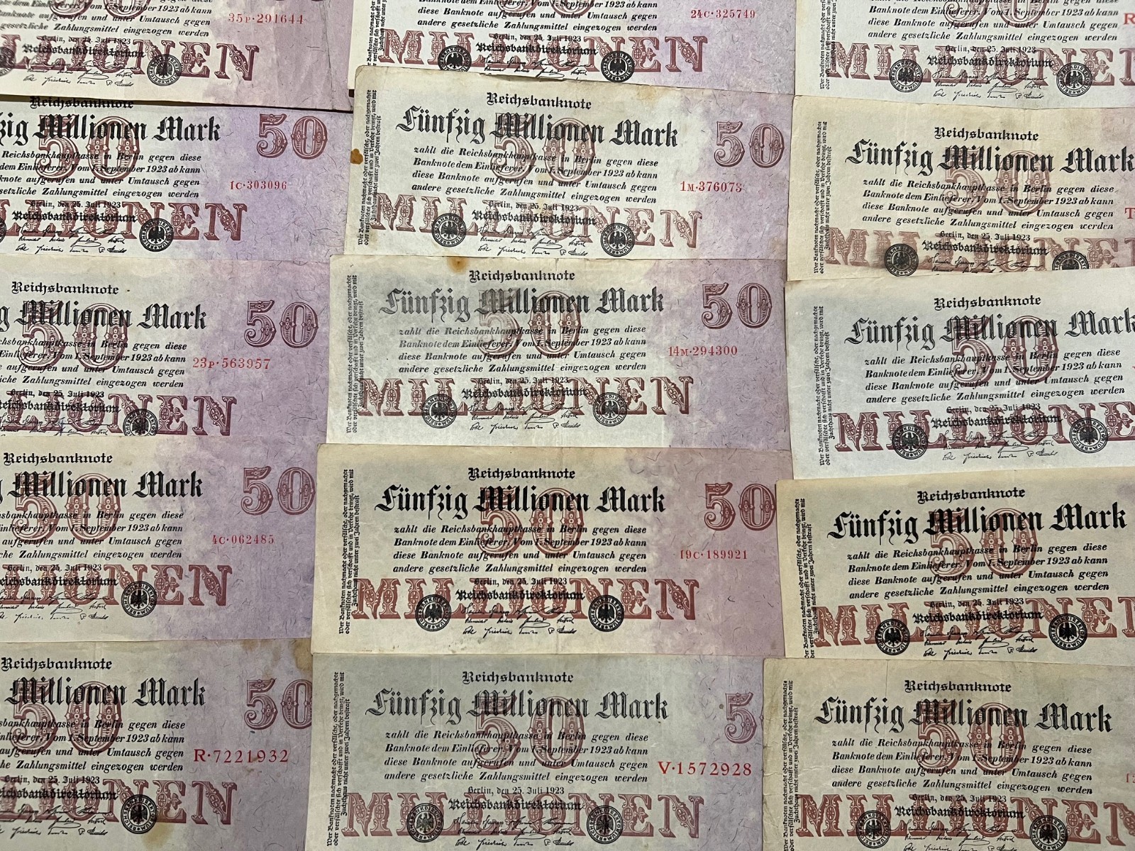 1923 German 50 Million Mark Banknote Post WW1 World Paper Money Hyperinflation
