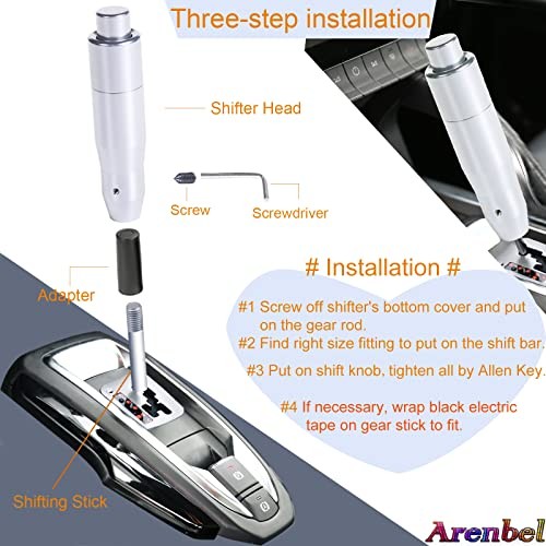 5" Long Weighted Gear Stick Shift Handle Automatic Push Button Shifter Silver