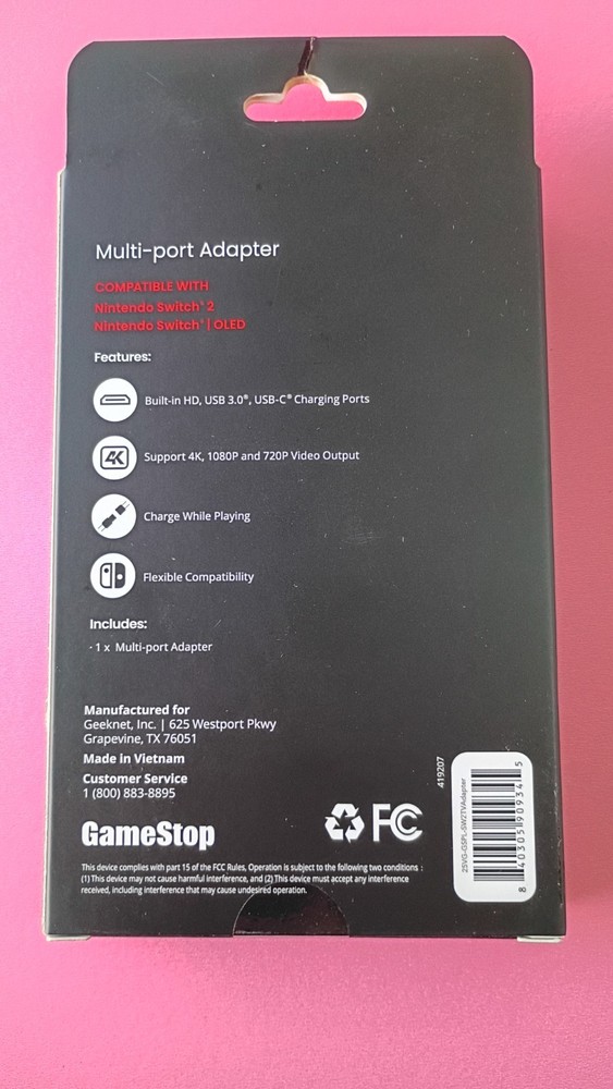 GameStop Multi Port Adapter for Nintendo Switch 2 and Switch OLED - fast ship!