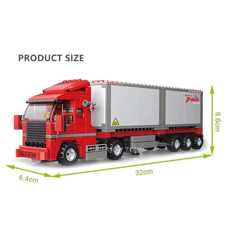 345PCS Double Container Freight Car Building Blocks Transport Truck Model Bricks