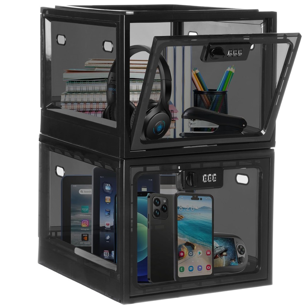 Combination Lock Boxes for Personal Items, Lockable Storage for Office Locker...