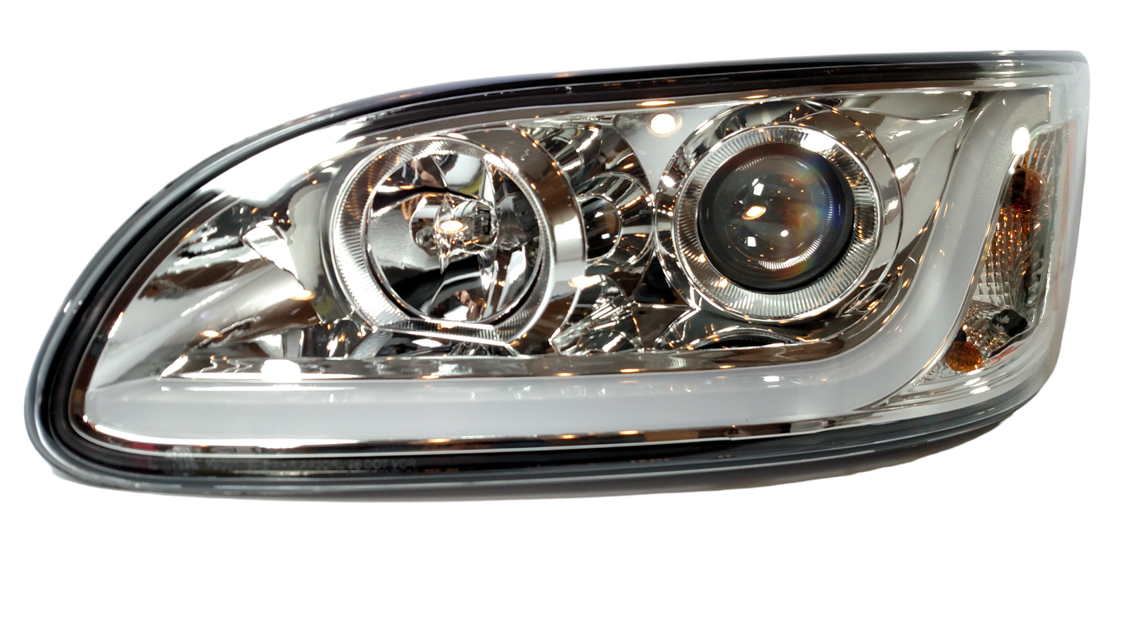 Pair Chrome Projection Headlights Dual Function LED Light Bar Peterbilt 386/387