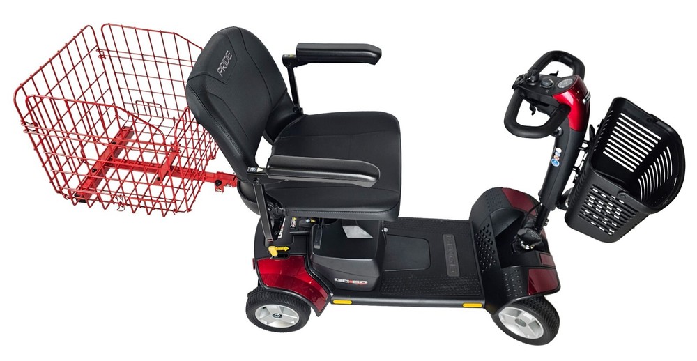 Foldable Folding Scooter Rear Basket for Pride Mobility Scooters: RED