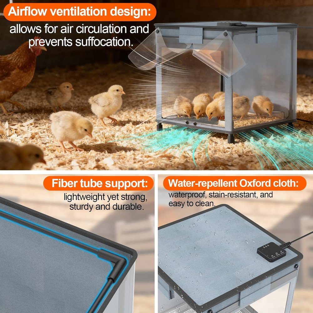 Chicken Brooder Box for Chicks, Revamped Chick Brooder Heater with Adjustable Te