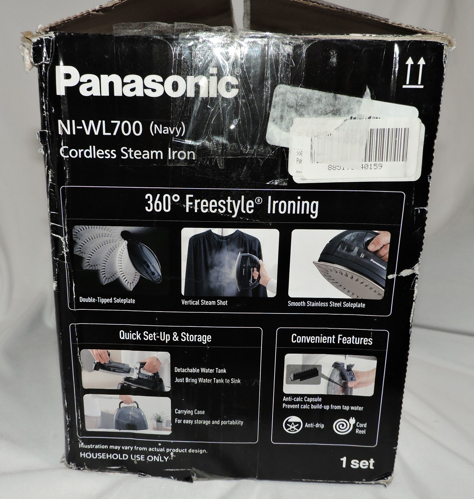 Panasonic Cordless Iron, Steam Dry 1500W Wide Stainless Steel NI-WL700A #4889