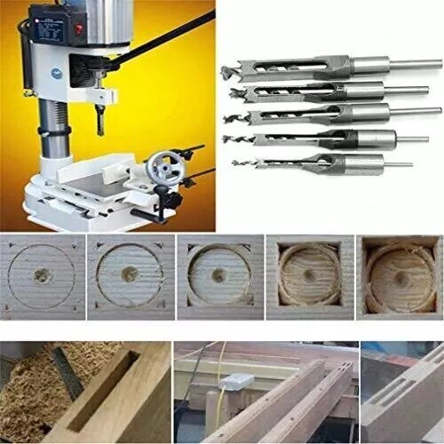 Square Hole Mortise Chisel Drill Bit Set 6PCS for Woodworking Mortising Machine