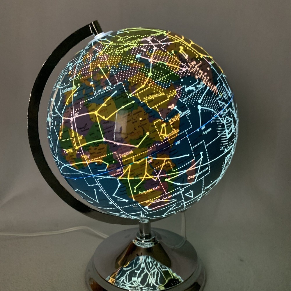 Day/Night Illuminated Constellation Light World Globe 12" Diameter Library