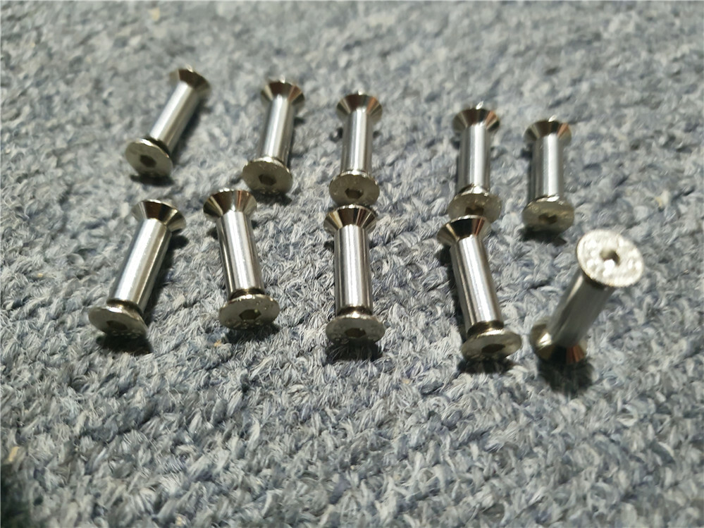 10PCS Knife Handle Bolt Rivets Scale Screw Fastener Nut Flat Hex Head Silver NEW