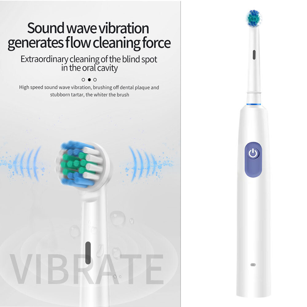 Electric Toothbrush Rechargeable Pro Rotating Brush W/ 4 Heads Timer Modes US
