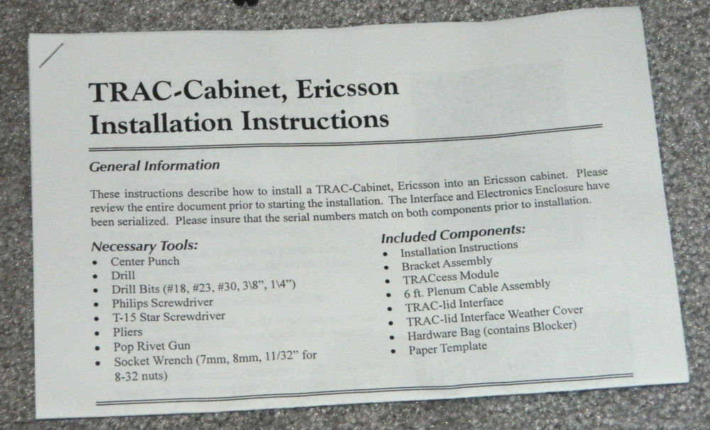 Never Used Traccess TRAC-Cabinet, Ericsson Electronic Lockset