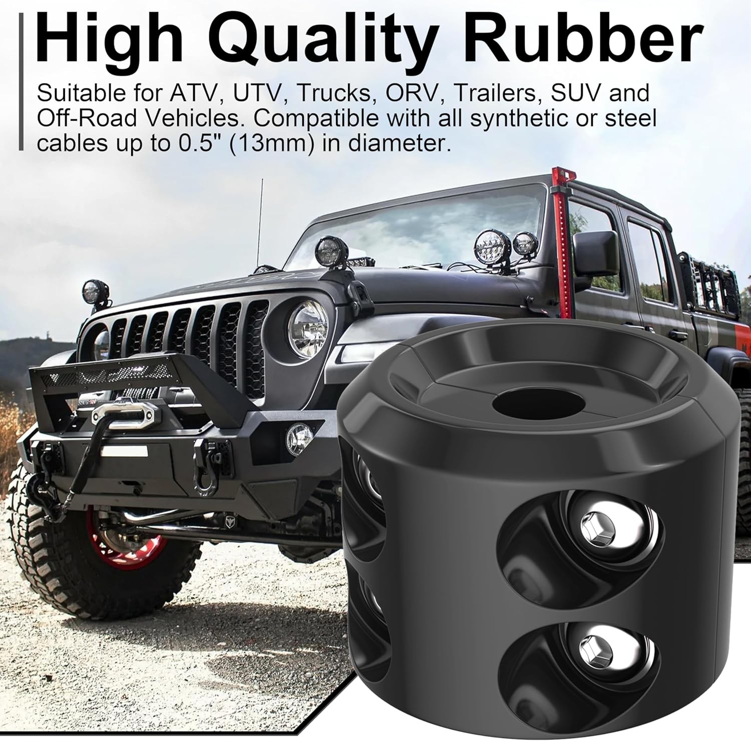 Winch Stopper Stop Rubber Heavy Duty Cable Line Waterproof Rope Hook ATV UTV