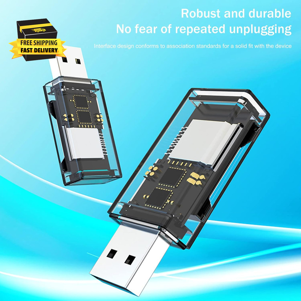 2 Pack USB SD Card Reader for PC, Micro SD Card to USB Adapter, Dual USB and USB