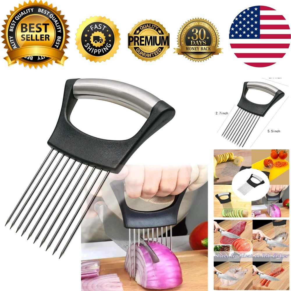 Dishwasher Safe Onion Slicer Holder - Sharp & Safe Cutting Tool for Vegetables