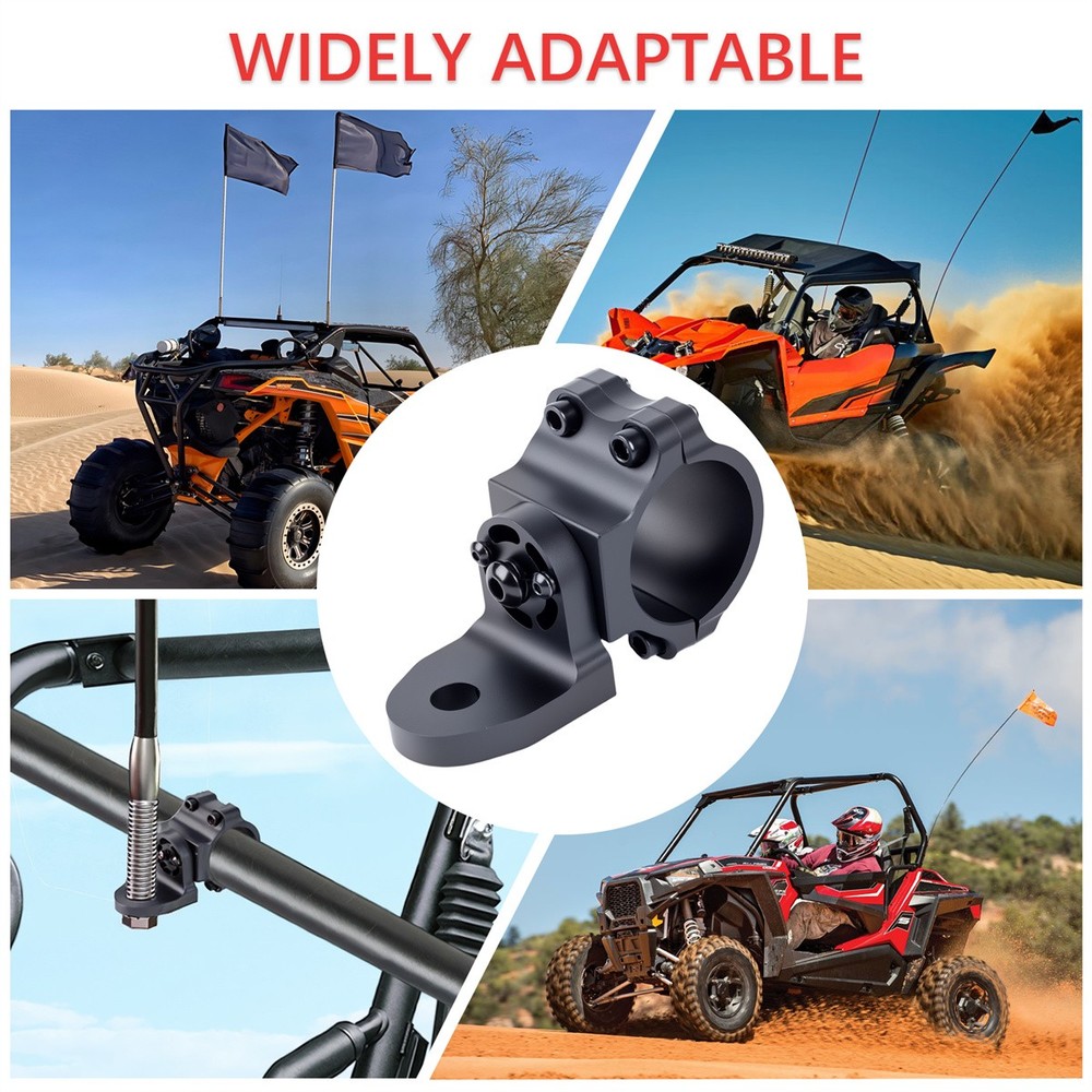 2X UTV Whip Light Mount Flag Bracket 360°Adjustable For 1.75"-2" Roll Bar Adjust