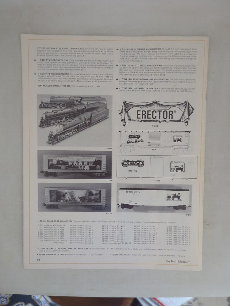 1983 1984 Toy Train Museum Gift Catalog Number 3