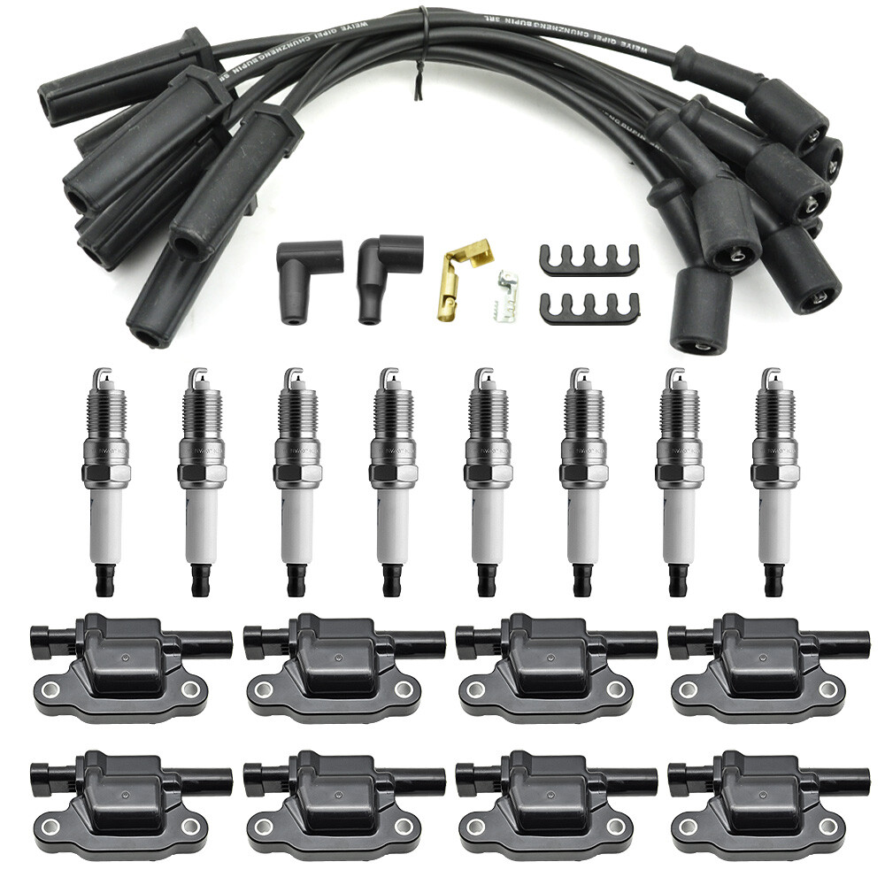 8 set Performance KIT 41-962 Spark Plugs UF413 Ignition Coils Wire Set For Chevy