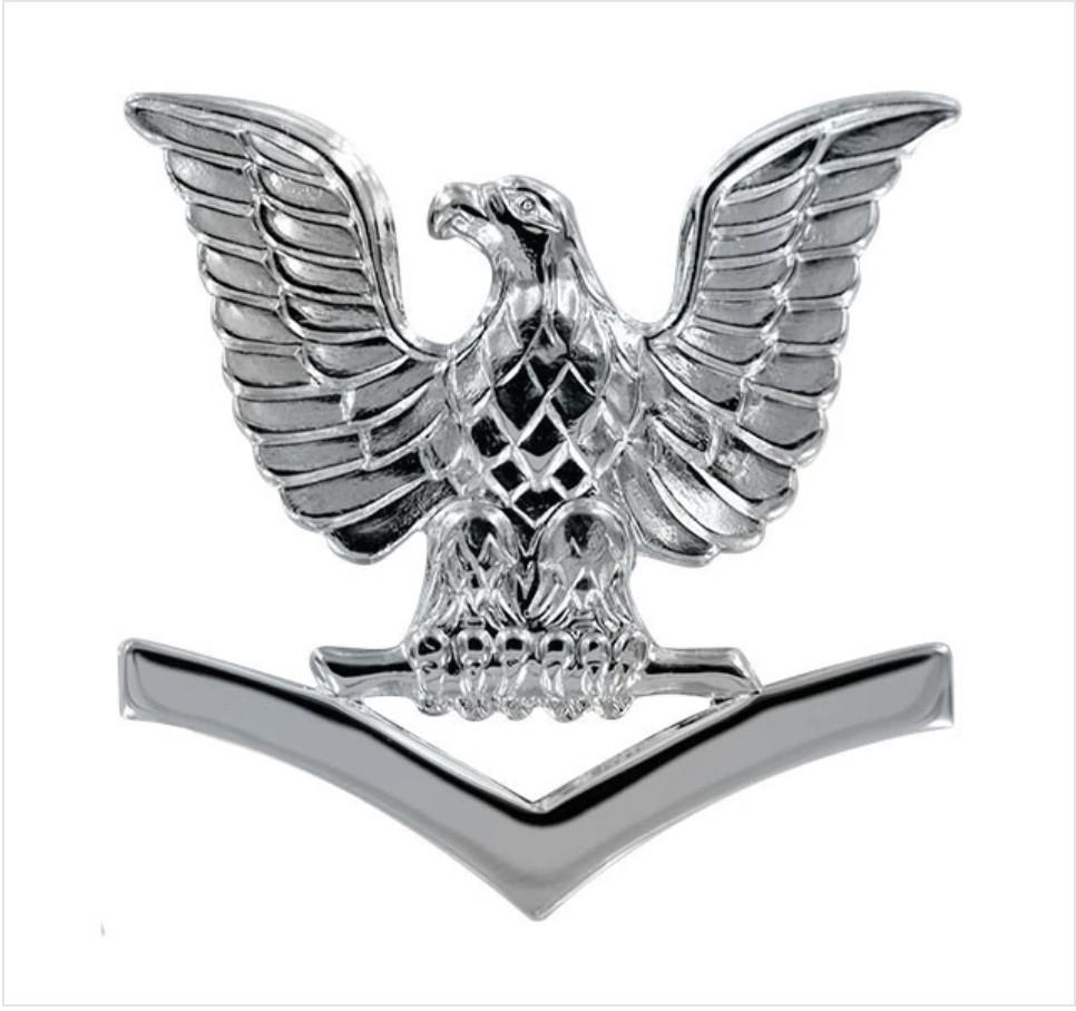 GENUINE U.S. NAVY CAP DEVICE: E4 PETTY OFFICER THIRD CLASS - SILVER