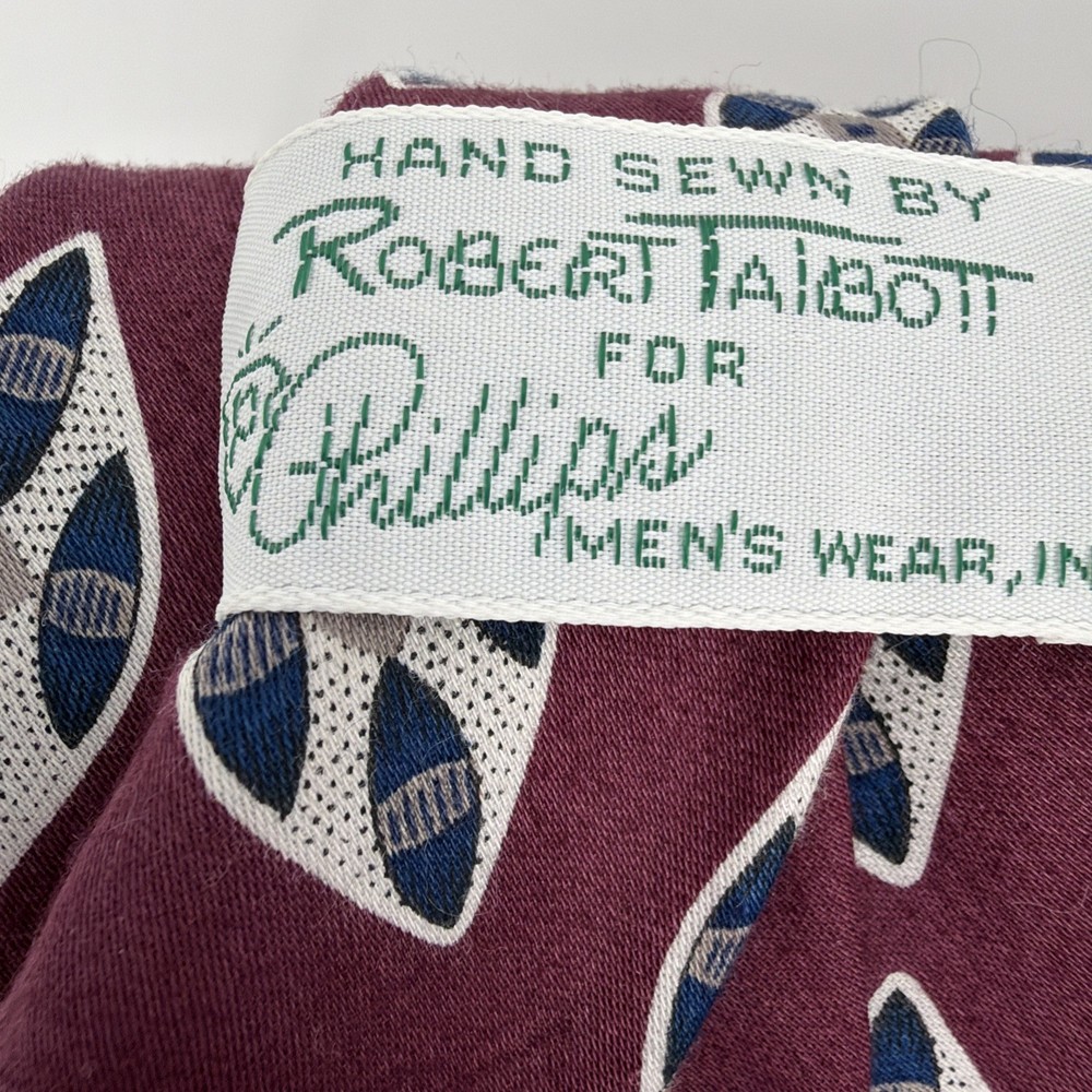 Robert Talbott Tie Maroon Navy Geometric 58”x3 3/4”