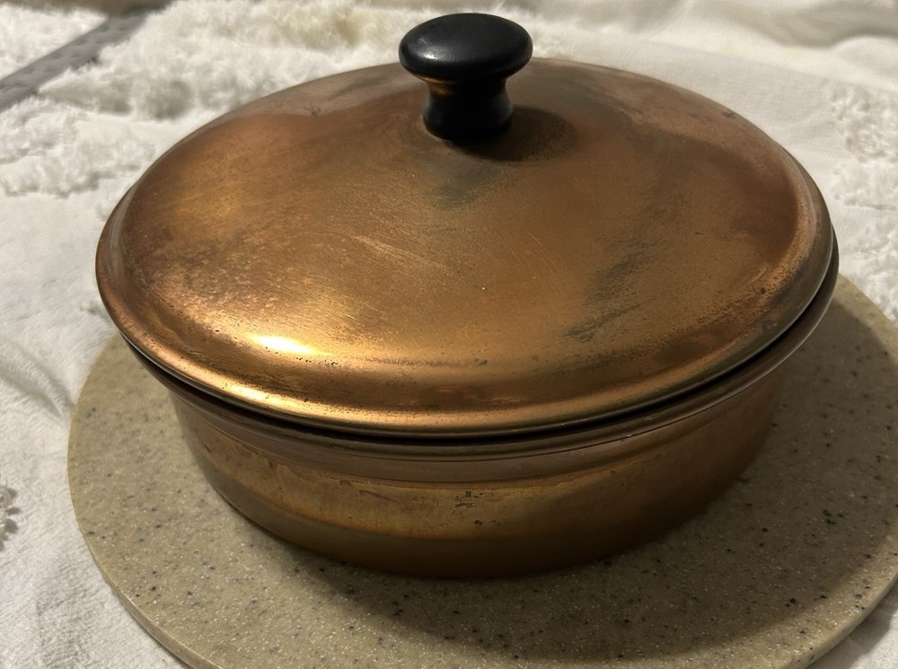 Vtg Copper Warming Pot Chafing Dish 2pcs