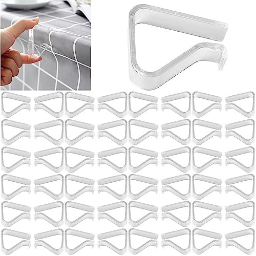 48 Pieces Transparent Clear Tablecloth Clips, Plastic Table Cloth