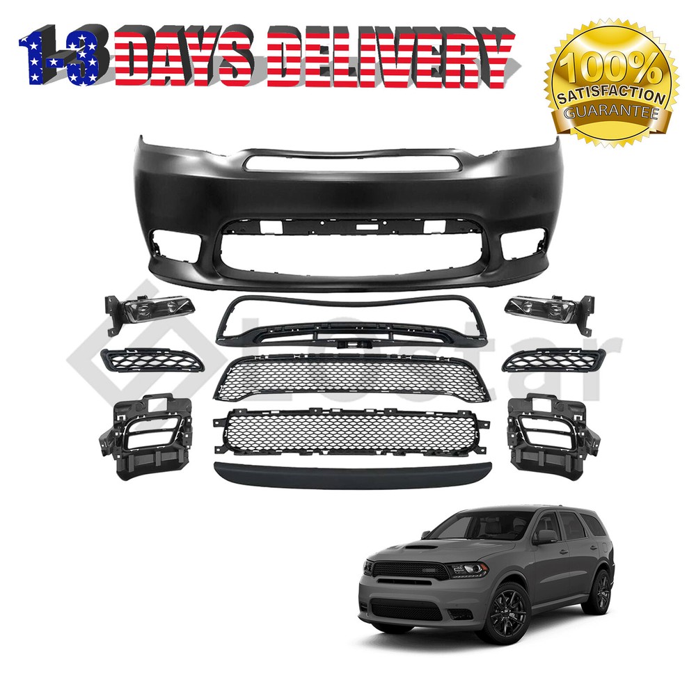 11PCS Complete Front Bumper Cover w/ Fog Lamp For 2016-2020 Dodge Durango SRT