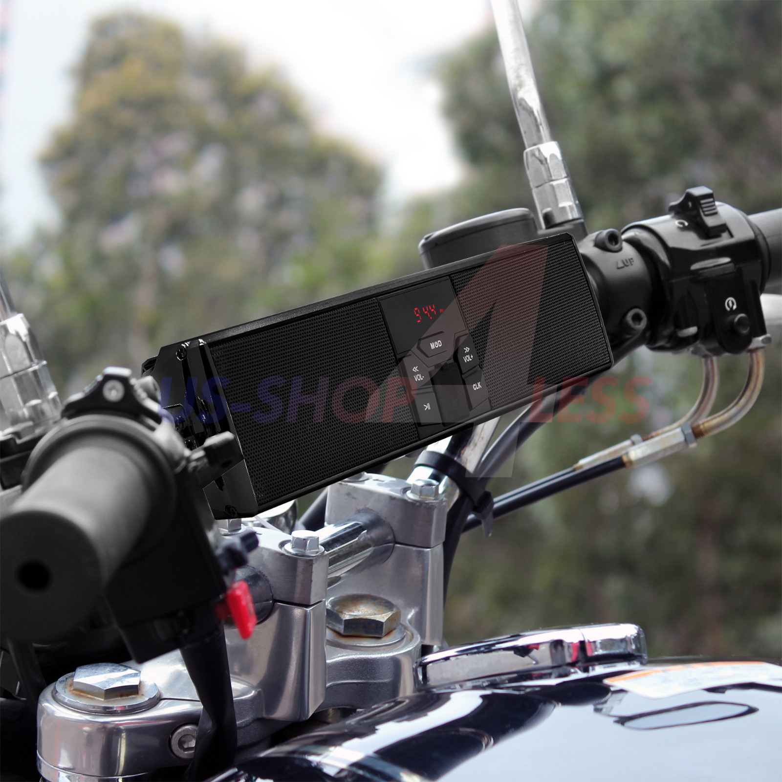 Handlebar Bluetooth Motorcycle Stereo Speakers Audio System MP3 ATV UTV 4Wheeler