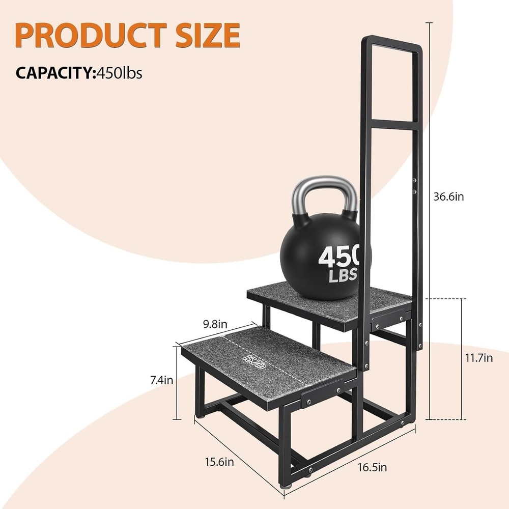 2-Step Stool with Handle for Elderly, Heavy Duty Non-Slip Step Stool for High...