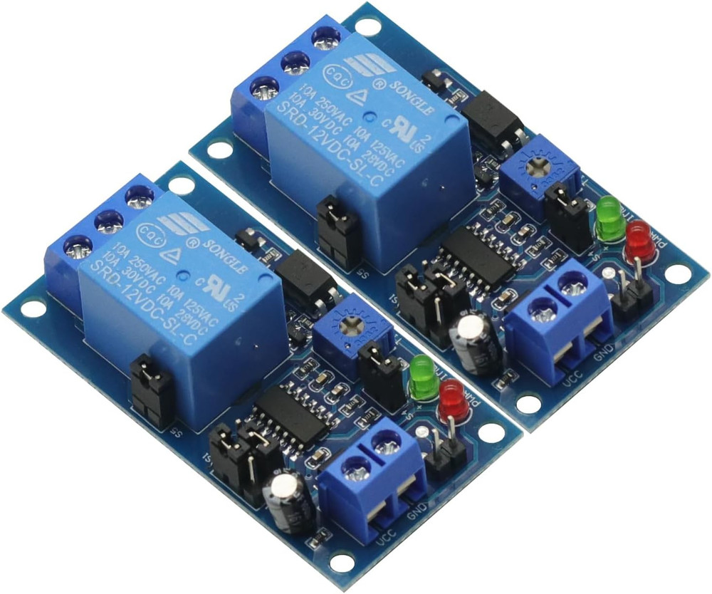 2PCS Delay DC 12V Relay Delay Turn On/Delay Turn off Switch Module with Timer Bo