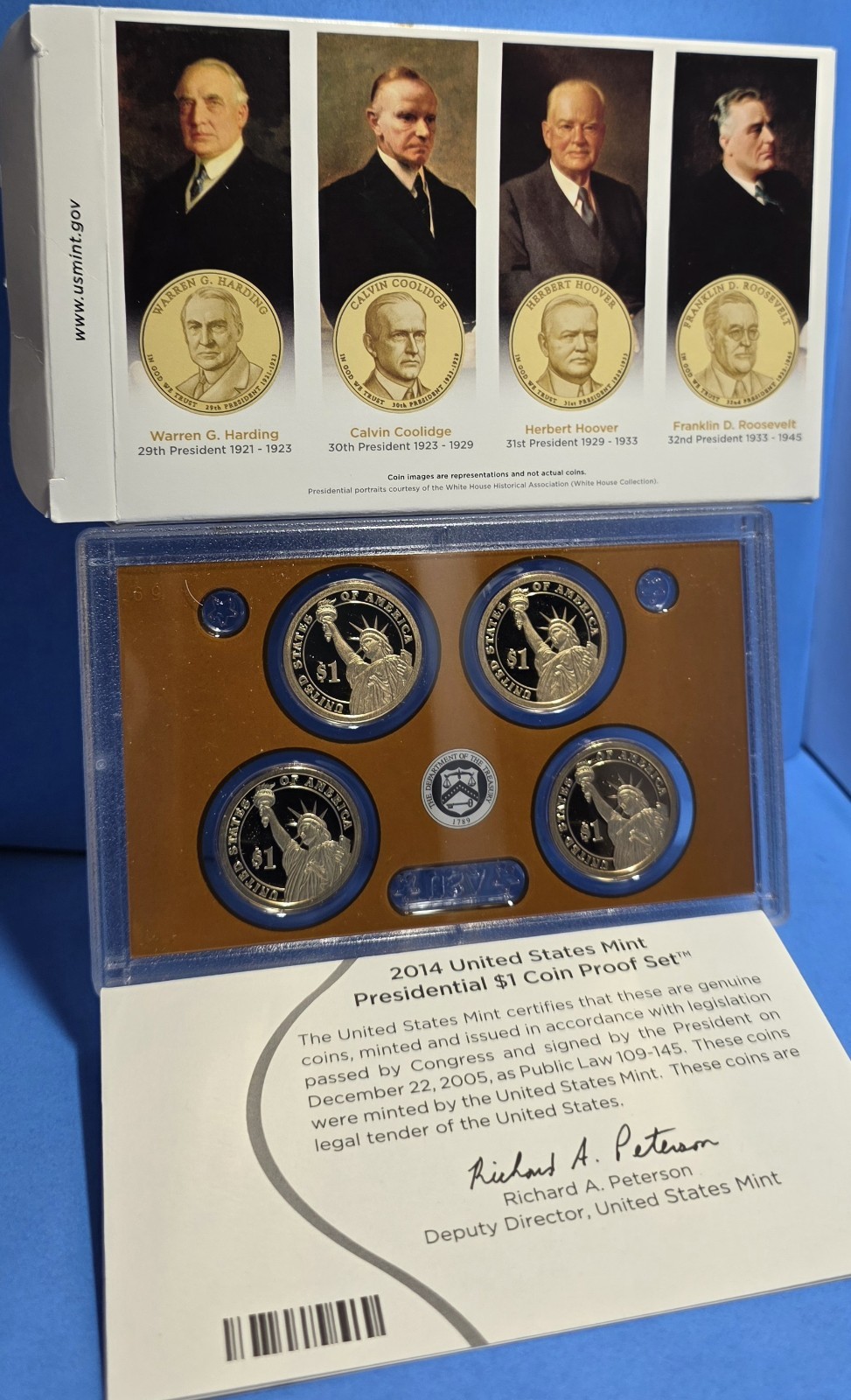 2014 S Presidential Dollar Proof Set with Box + COA U.S. Coins