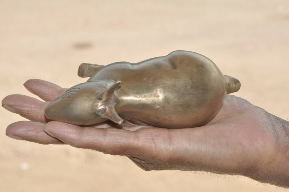 Old Brass Handcrafted Solid Rabbit Figurine , Collectible