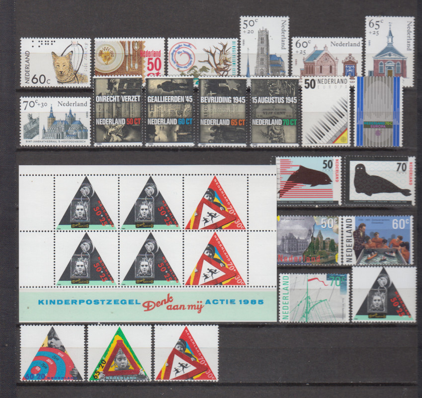 Netherlands, 1985 year set, 22v plus minisheet, MNH