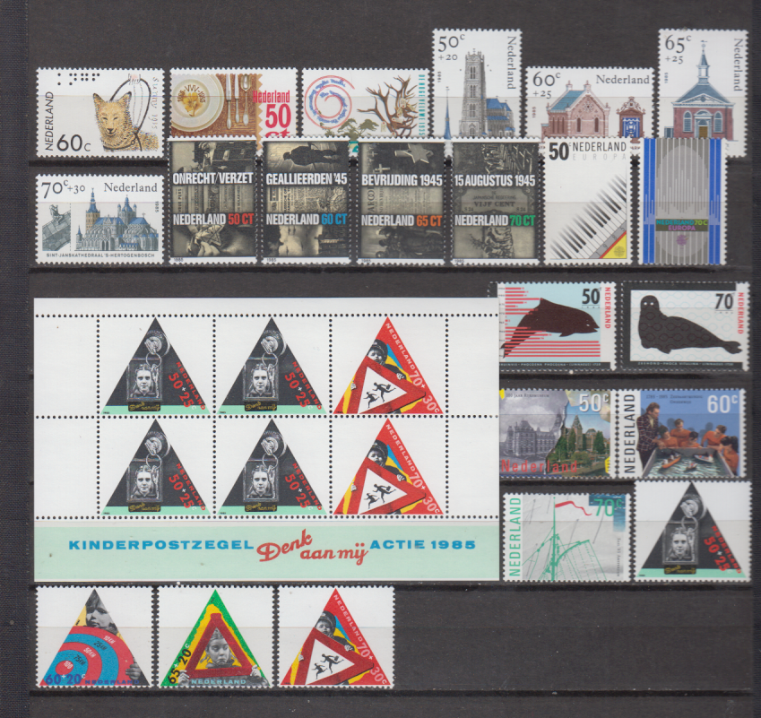 Netherlands, 1985 year set, 22v plus minisheet, MNH