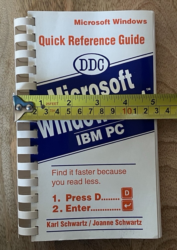 Microsoft Windows 3.1 IBM PC Quick Reference Guide DDC Spiral Flip Book