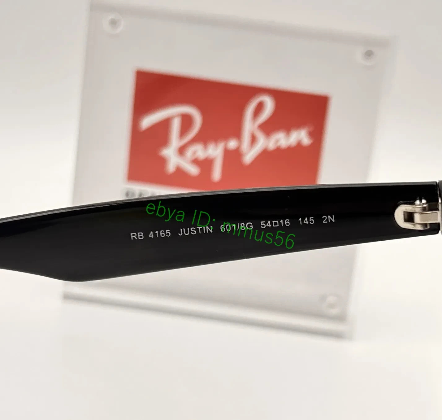 Ray-Ban JUSTIN RB4165 601/8G Sunglasses Dark Grey Matte Rubber Black 54mm